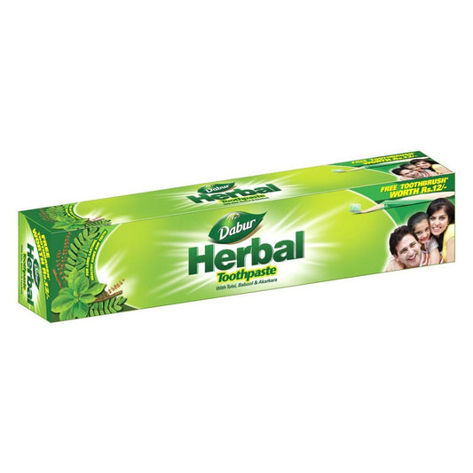 Dabur Herbal Toothpaste 100g + Toothbrush 1N Free ഡാബർ ഹെർബൽ ടൂത്ത് പേസ്റ്റ് 100 ഗ്രാം + ടൂത്ത് ബ്രഷ് 1N സൗജന്യം.