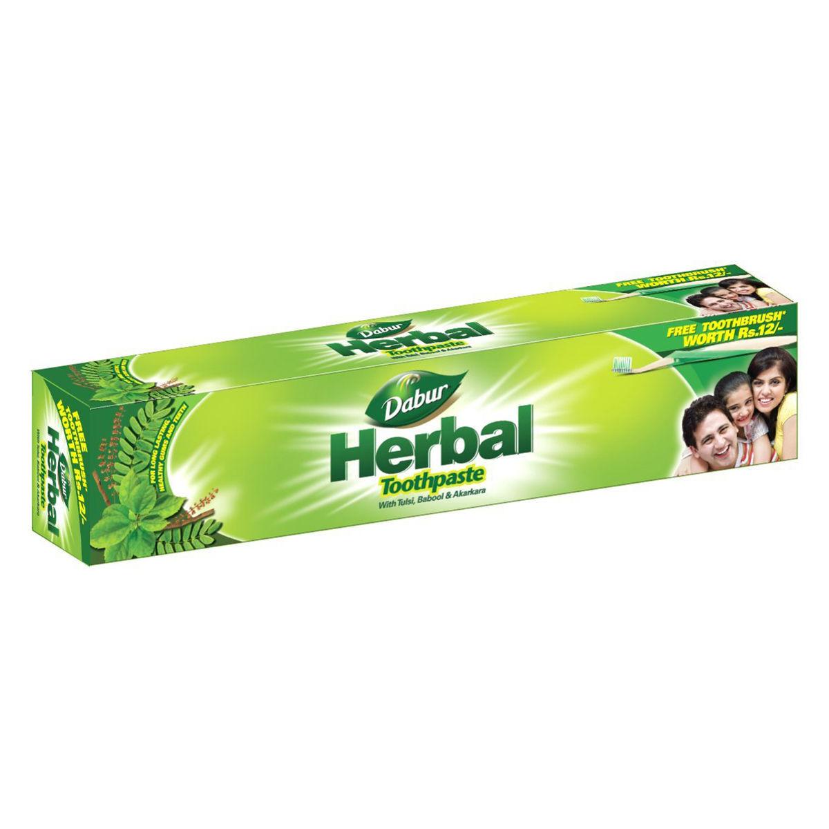 Dabur Herbal Toothpaste 100g + Toothbrush 1N Free    ഡാബർ ഹെർബൽ ടൂത്ത് പേസ്റ്റ് 100 ഗ്രാം + ടൂത്ത് ബ്രഷ് 1N സൗജന്യം