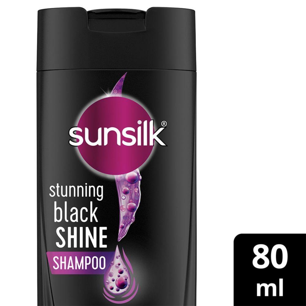 Sunsilk Stunning Black Shine Shampoo 80ml   സൺ‌സിൽക്ക് ബ്ലാക്ക് ഷൈൻ ഷാംപൂ.