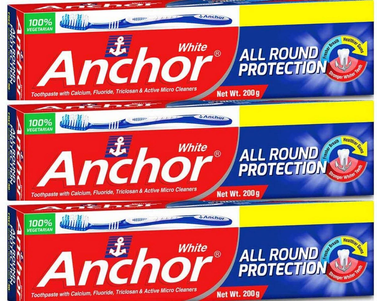 Anchor White Tooth Paste 200g/ആങ്കർ വൈറ്റ് ടൂത്ത് പേസ്റ്റ്.